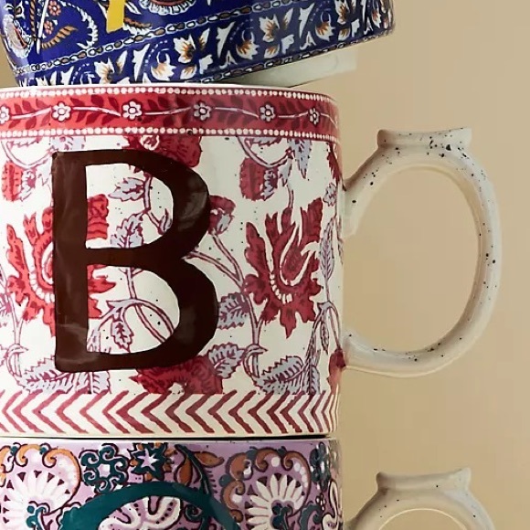 Anthropologie Blockprinted Monogram Mug - Picture 4 of 9